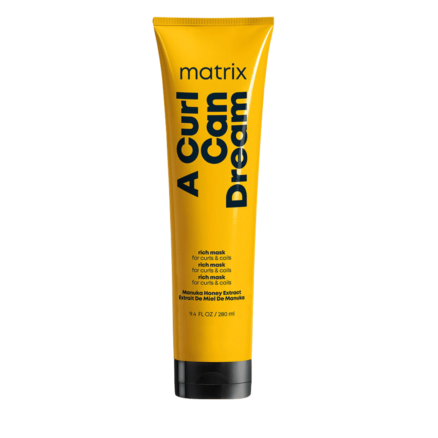 Hair mask tube for curls, yellow with black text, 280ml by Matrix.