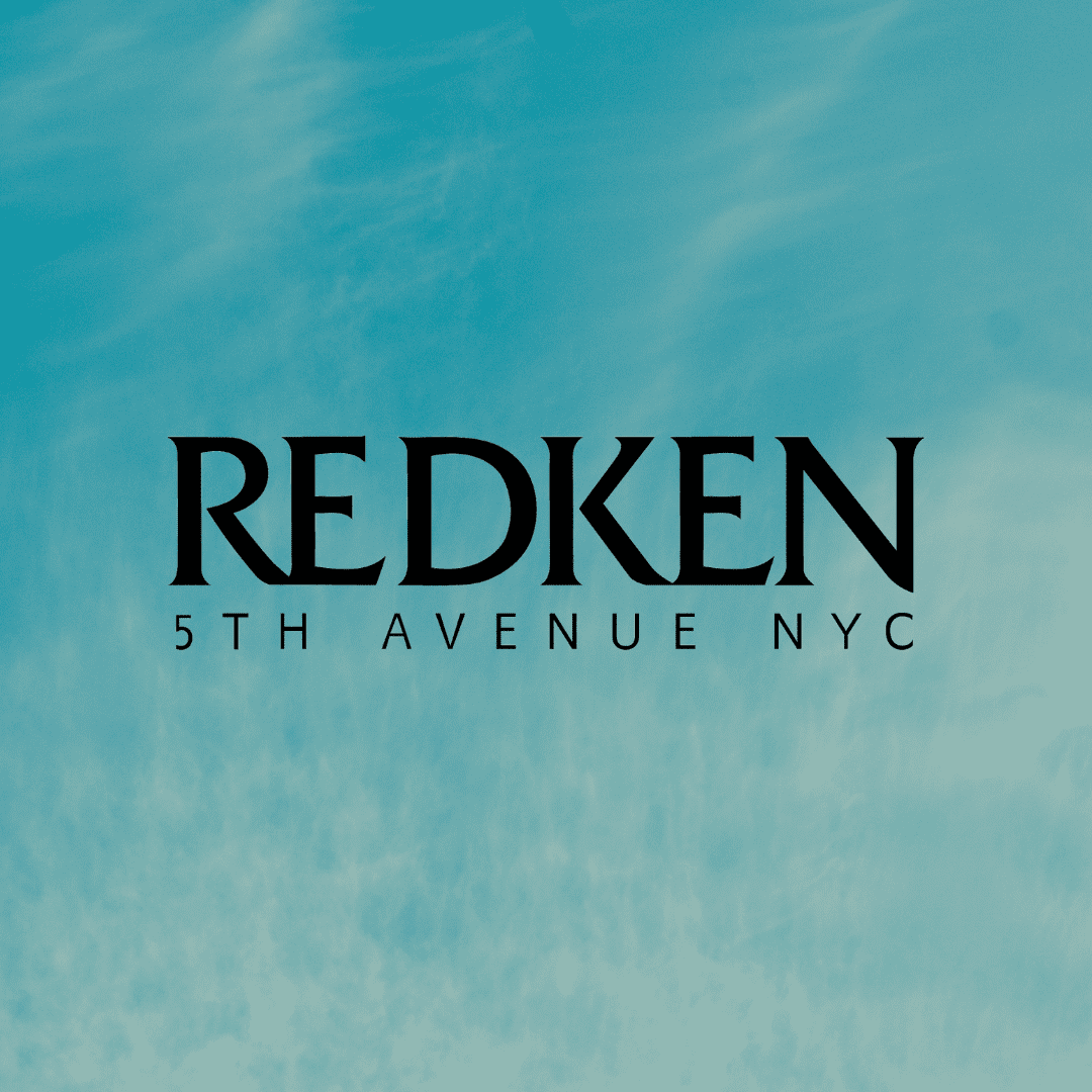Redken logo with "5th Avenue NYC" text against a blue sky background.